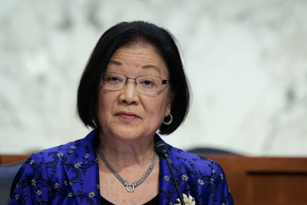 WASHINGTON, DC - APRIL 4: Sen. Mazie Hirono (D-HI) speaks during a Senate Judiciary Committee business meeting to vote on Supreme Court nominee Judge Ketanji Brown Jackson on Capitol Hill, April 4, 2022 in Washington, DC. A confirmation vote from the full Senate will come later this week. (Photo by Anna Moneymaker/Getty Images).