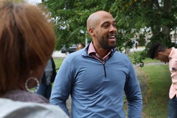 MILWAUKEE, WISCONSIN - SEPTEMBER 24: Democratic candidate for U.S. senate in Wisconsin Mandela Barnes speaks to supporters as he arrives for a campaign rally at the Washington Park Senior Center on September 24, 2022 in Milwaukee, Wisconsin. Barnes currently serves as the state's lieutenant governor. (Photo by Scott Olson/Getty Images)