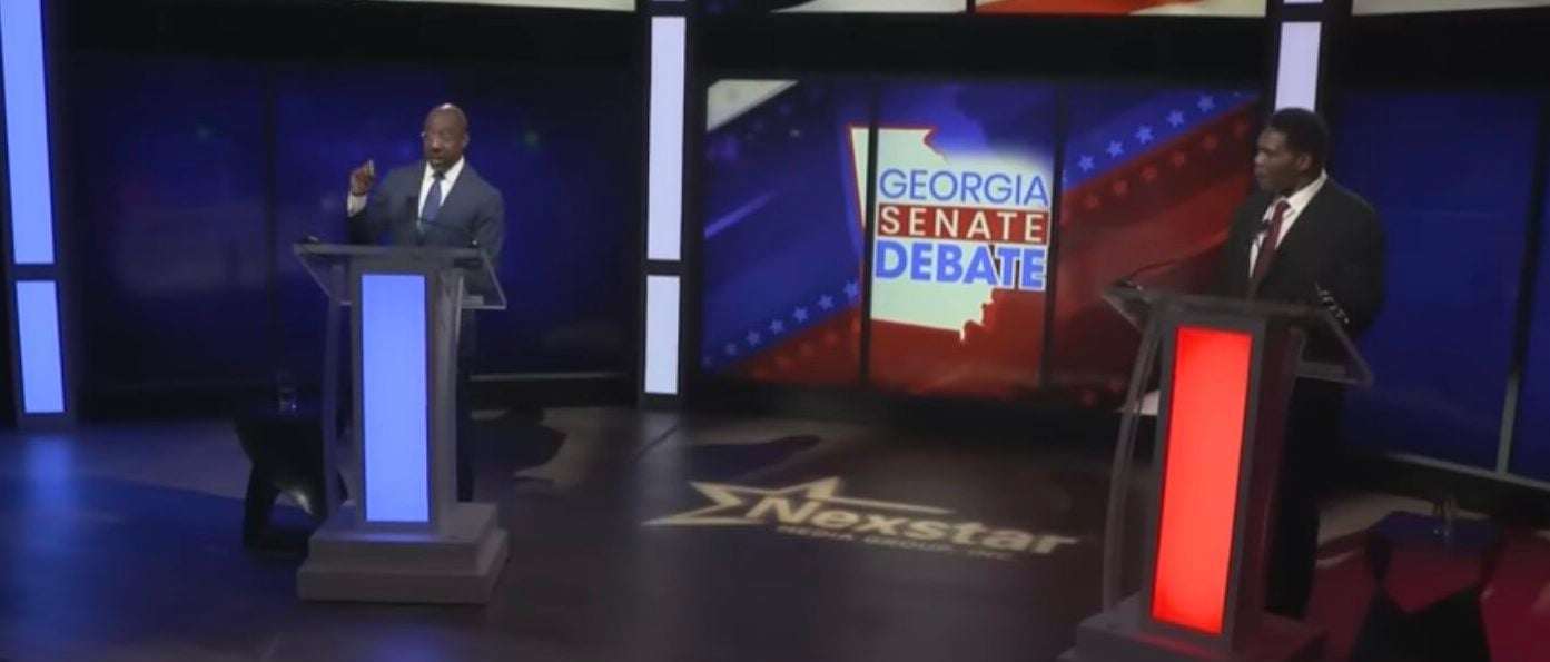 Debate between Raphael Warnock and Herschel Walker [Screenshot/YouTube/Fox 5 Atlanta]