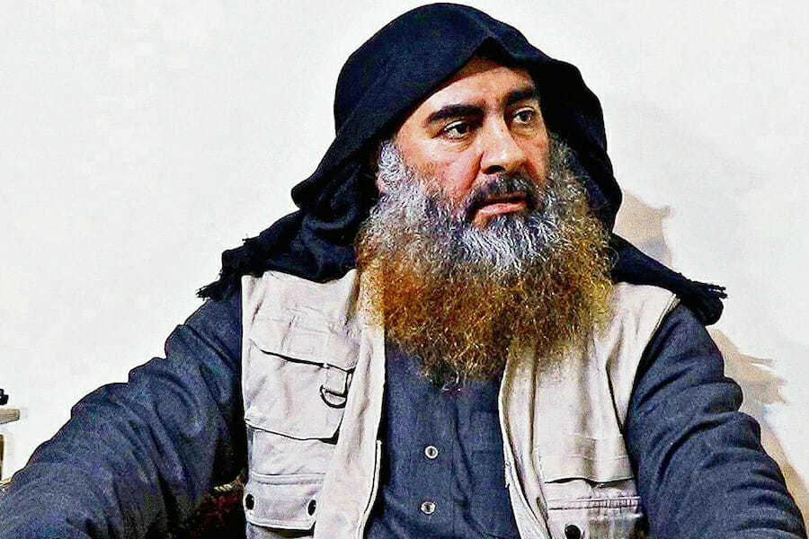 OCTOBER 30 - UNSPECIFIED: In this undated handout image provided by the Department of Defense, ISIS leader Abu Bakr al-Baghdadi is seen in an unspecified location. On October 26, 2019, U.S. Special Operations forces closed in on al-Baghdadi’s compound in Syria with a mission to kill or capture the terrorist. (Photo by Department of Defense via Getty Images)
