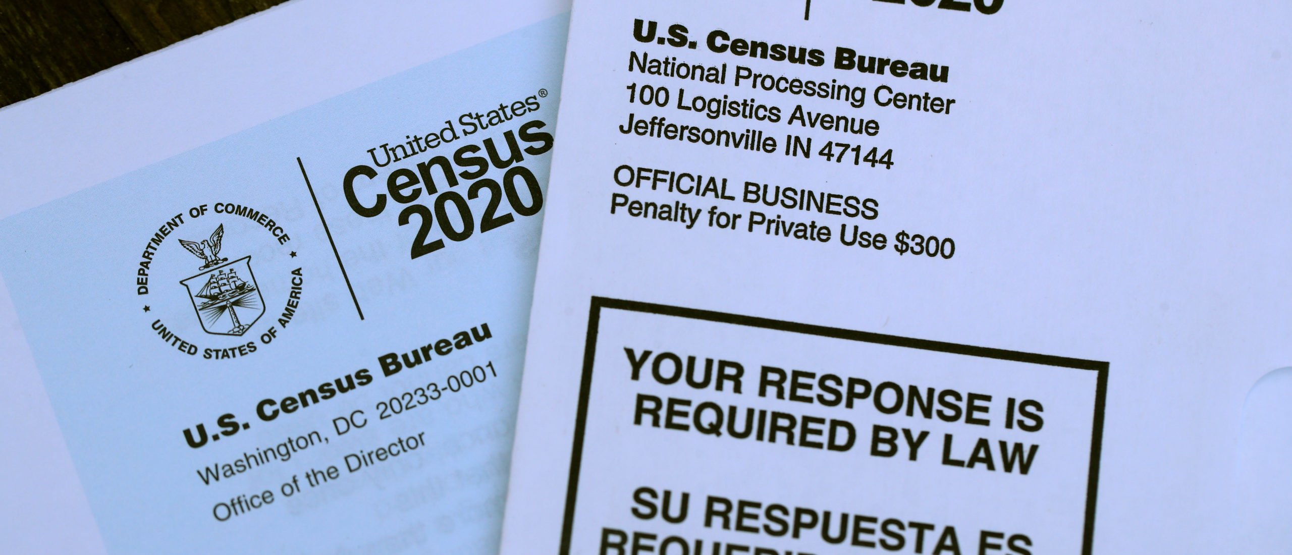 SAN ANSELMO, CALIFORNIA - MARCH 19: The U.S. Census logo appears on census materials received in the mail with an invitation to fill out census information online on March 19, 2020 in San Anselmo, California. The U.S. Census Bureau announced that it has suspended census field operations for the next two weeks over concerns of the census workers and their public interactions amid the global coronavirus pandemic. (Photo Illustration by Justin Sullivan/Getty Images)
