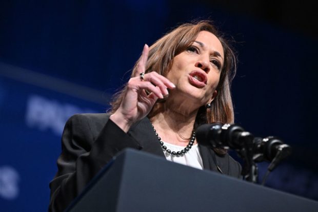 US Vice President Kamala Harris addresses a reception for the Pennsylvania Democratic Party in Philadelphia on October 28, 2022. (Photo by MANDEL NGAN / AFP) (Photo by MANDEL NGAN/AFP via Getty Images)
