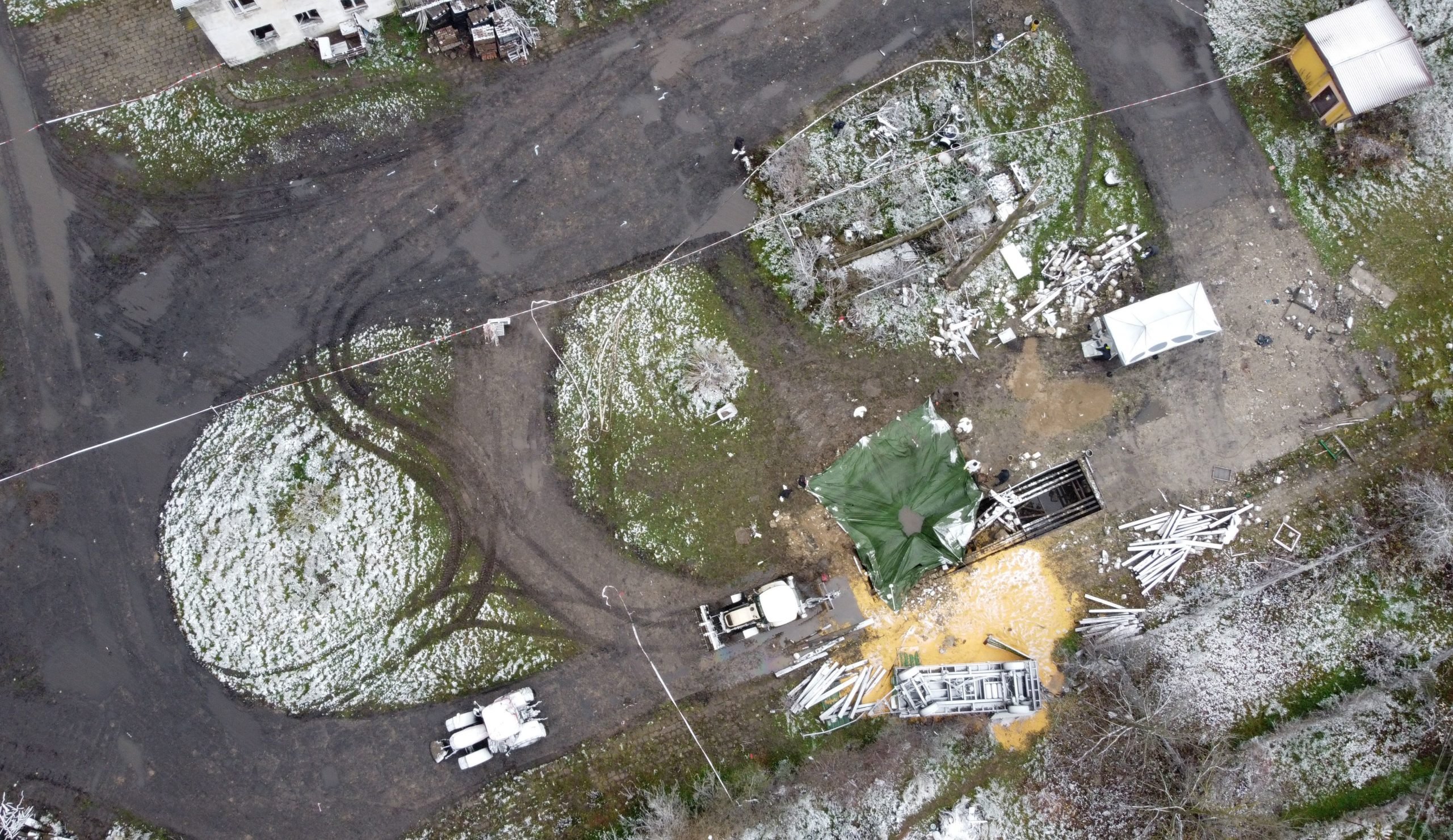 Aerial view taken on November 17, 2022 shows the site where a missile strike killed two men in the eastern Poland village of Przewodow, near the border with war-ravaged Ukraine on November 15, 2022. - The strike occurred in the afternoon of November 15, 2022, as Russia targeted Ukraine with a massive attack on civilian infrastructure, which has left millions of households without power. In the immediate aftermath of the incident there were fears it could mark a new escalation in the conflict, but by November 16, 2022 Poland announced the projectile likely originated from Ukraine's own air defences. That theory was then endorsed by Washington.
