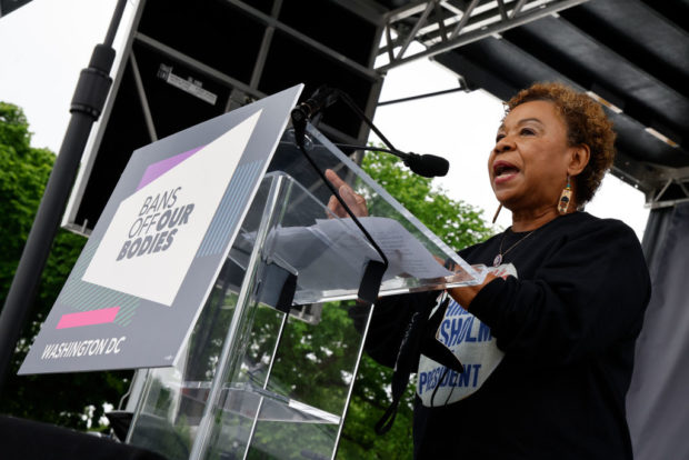 WASHINGTON, DC - MAY 14: Barbara Lee speaks onstage during the Bans Off Our Bodies Rally on May 14, 2022 in Washington, DC. (Photo by Paul Morigi/Getty Images for Women's March)