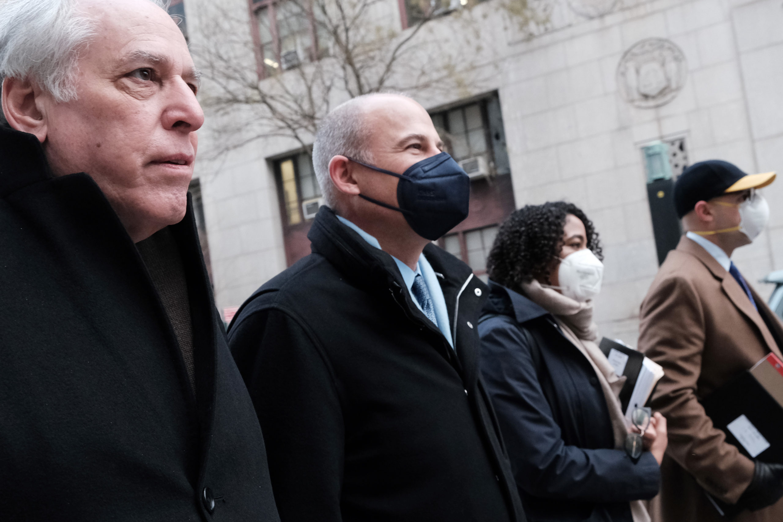 NEW YORK, NEW YORK - JANUARY 24: Michael Avenatti (C) arrives at a federal court in Manhattan for a criminal case in which he is accused of stealing money from his former client, adult-film star Stormy Daniels on January 24, 2022 in New York City. The celebrity lawyer had previously represented Daniels in her attempt to terminate a deal that prevented her from revealing allegations of an affair with former President Donald Trump. Avenatti is accused of stealing the advance on Stormy Daniels’ 2018 memoir. (Photo by Spencer Platt/Getty Images)