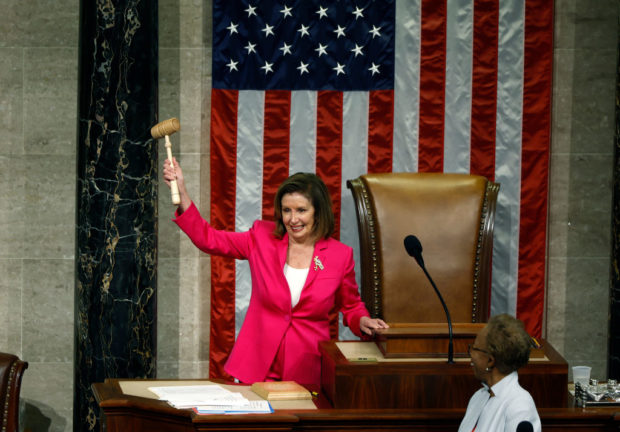 WASHINGTON, DC - JANUARY 03: Outgoing U.S. Speaker of the House Nancy Pelosi (D-CA) holds her gavel as she arrives for the start of the 118th Congress in the House Chamber of the U.S. Capitol Building on January 03, 2023 in Washington, DC. Today members of the 118th Congress will be sworn-in and the House of Representatives is scheduled to elect a new Speaker of the House. (Photo by Chip Somodevilla/Getty Images)