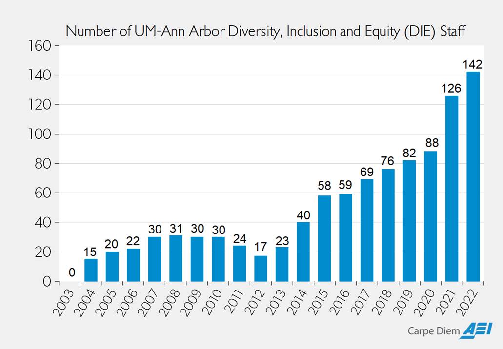 Number of UM-Ann Arbor Diversity, Inclusion and Equity (DIE) Staff