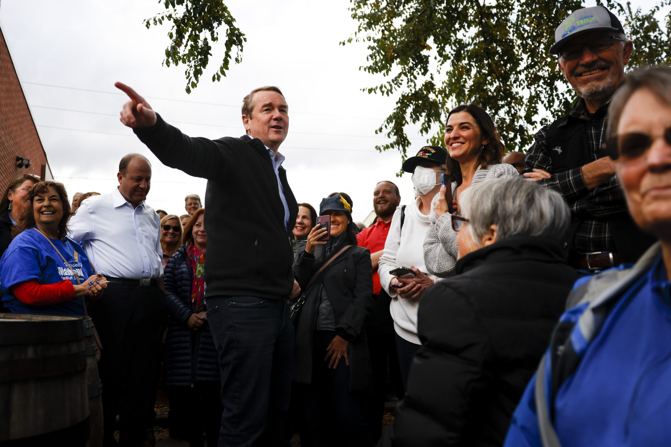 GOLDEN, CO - OCTOBER 26: Sen. Michael Bennet (D-CO) speaks to supporters at a rally outside Mountain Toad Brewing on October 26, 2022 in Golden, Colorado. (Photo by Michael Ciaglo/Getty Images)
