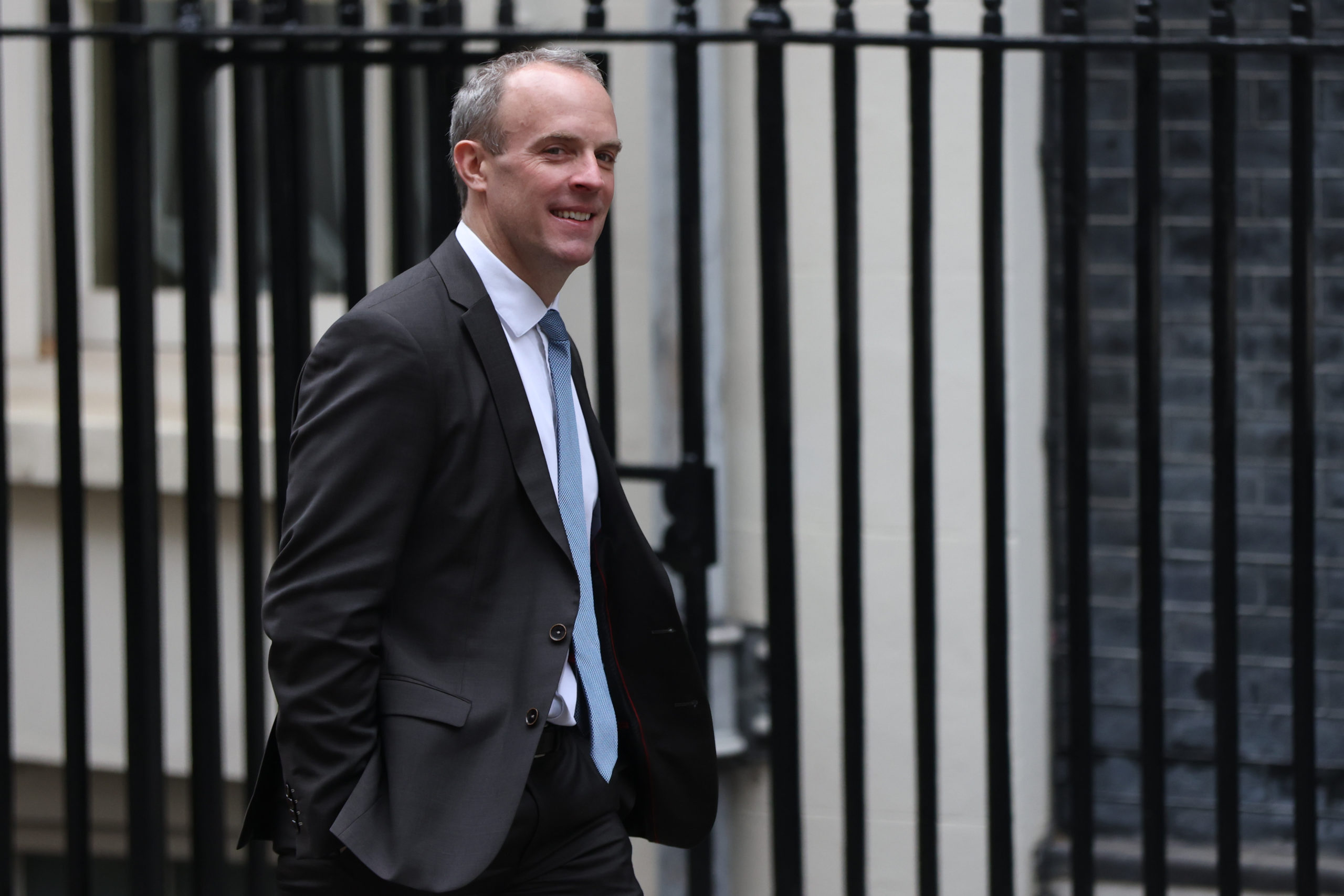 LONDON, ENGLAND - FEBRUARY 27: Dominic Raab, Deputy Prime Minister and Secretary of State for Justice, arrives at Downing Street on the day that Britain's Prime Minster Rishi Sunak met with European Commission chief Ursula von der Leyen on February 27, 2023 in London, England. (Photo by Hollie Adams/Getty Images)