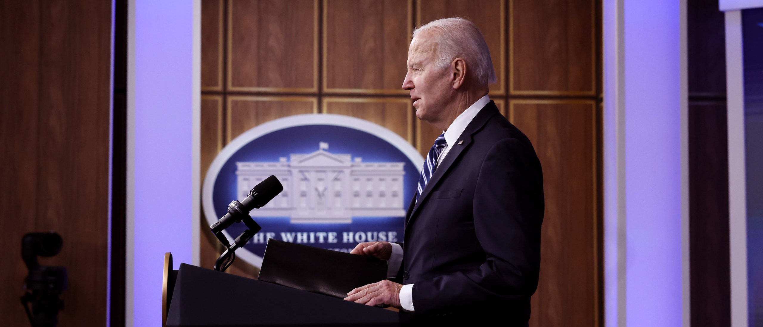 WASHINGTON, DC - FEBRUARY 03: US President Joe Biden delivers remarks about the latest jobs report in the South Court Auditorium in the Eisenhower Executive Office Building on February 03, 2023 in Washington, DC. According to the Labor Department, employers added 517,000 jobs in January, more than economists anticipated and sending the unemployment rate to its lowest level since 1969. (Photo by Chip Somodevilla/Getty Images)