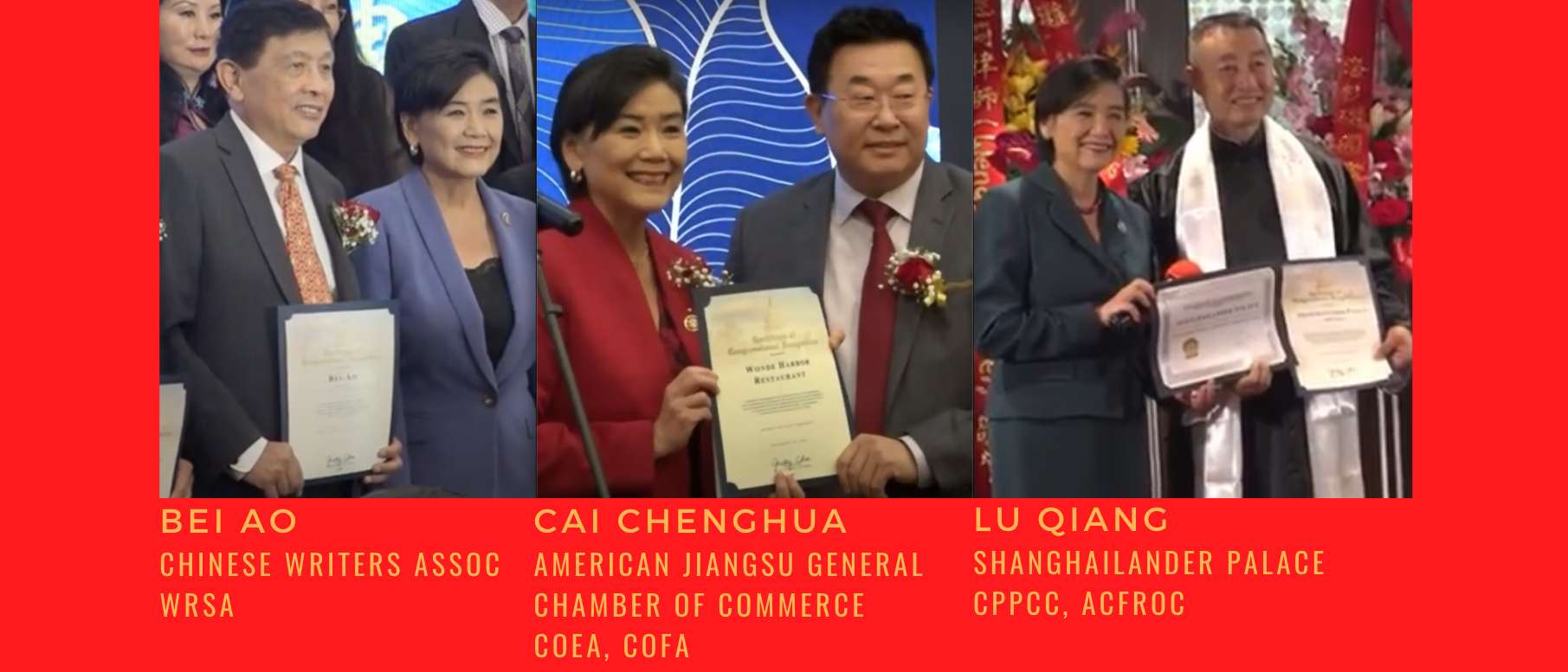 Rep. Judy Chu has granted certificates of Congressional recognition to 10 individuals who have belonged to alleged fronts serving the United Front Work Department of the Chinese Communist Party and has also held honorary positions in two organizations with alleged Chinese intelligence ties. Image created by the Daily Caller News Foundation.