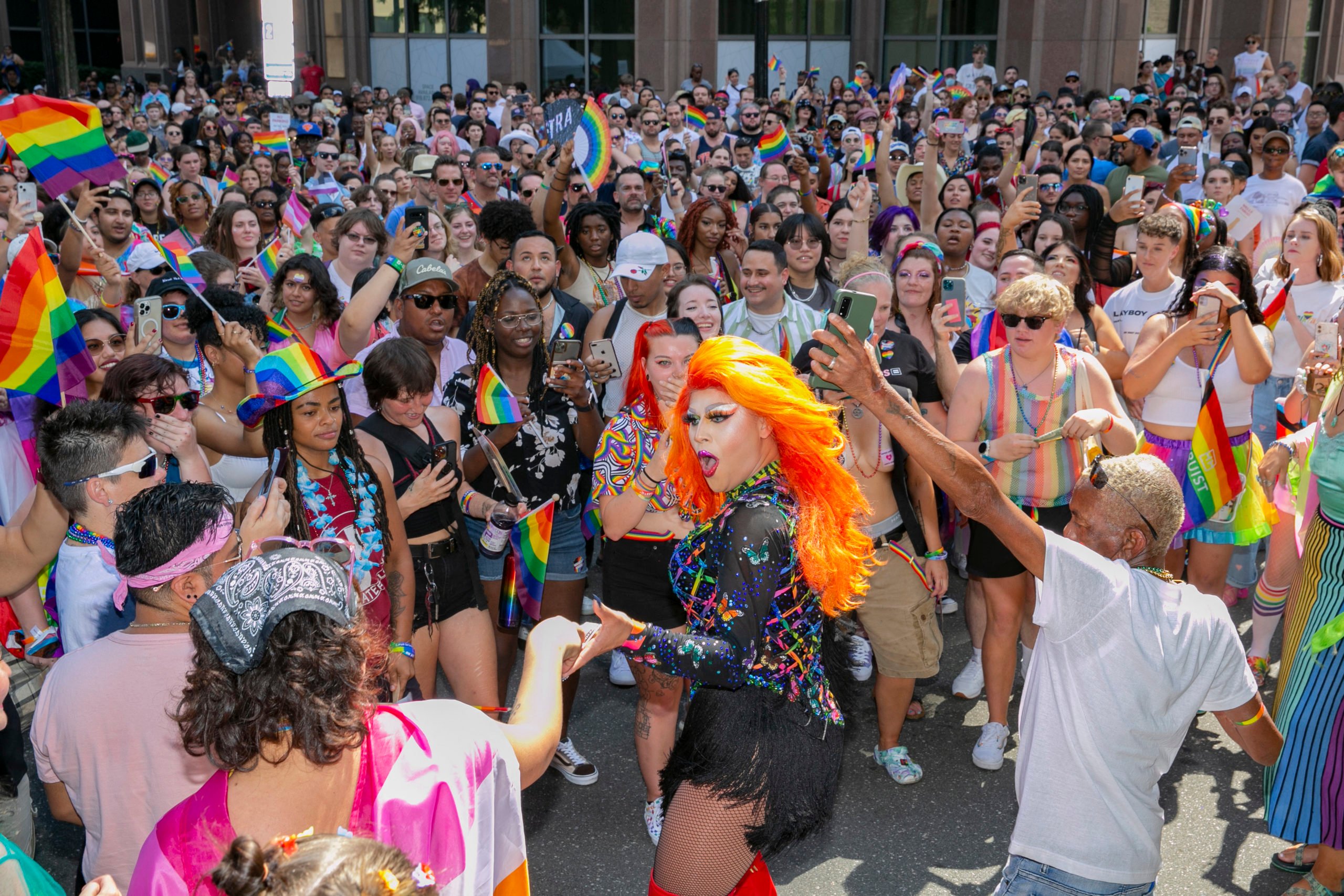 A drag queen performs during celebrations for Pride month on June 25, 2022, in Raleigh, North Carolina. - A written opinion by one justice in the US Supreme Court's decision to bury abortion rights has ignited fears that other progressive gains, including same-sex marriage and contraception, could also be overturned. (Photo by Allison Joyce / AFP) (Photo by ALLISON JOYCE/AFP via Getty Images)