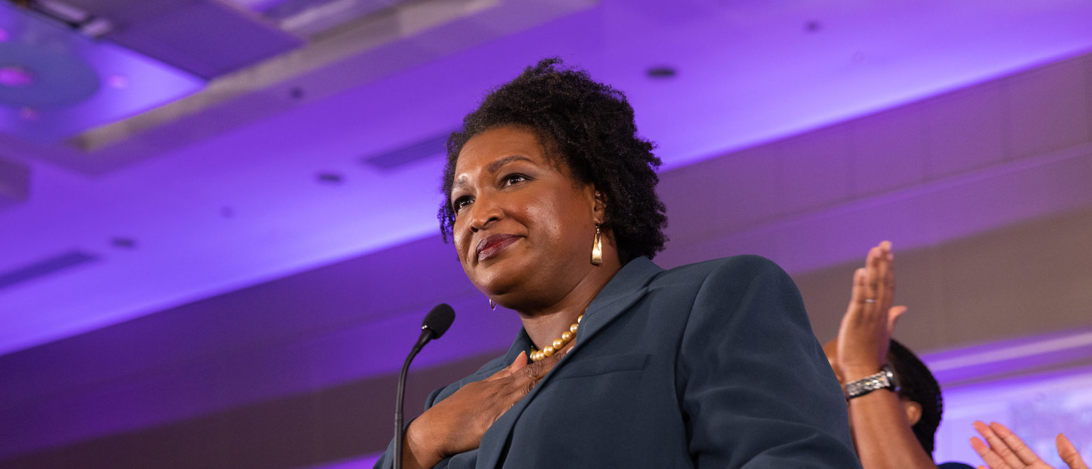 ATLANTA, GA - NOVEMBER 08: Democratic gubernatorial candidate Stacey Abrams makes a concession speech to supporters at an election-night party on November 8, 2022 in Atlanta, Georgia. Abrams lost in her bid for governor to incumbent Gov. Brian Kemp in a rematch of their 2018 race. (Photo by Jessica McGowan/Getty Images)