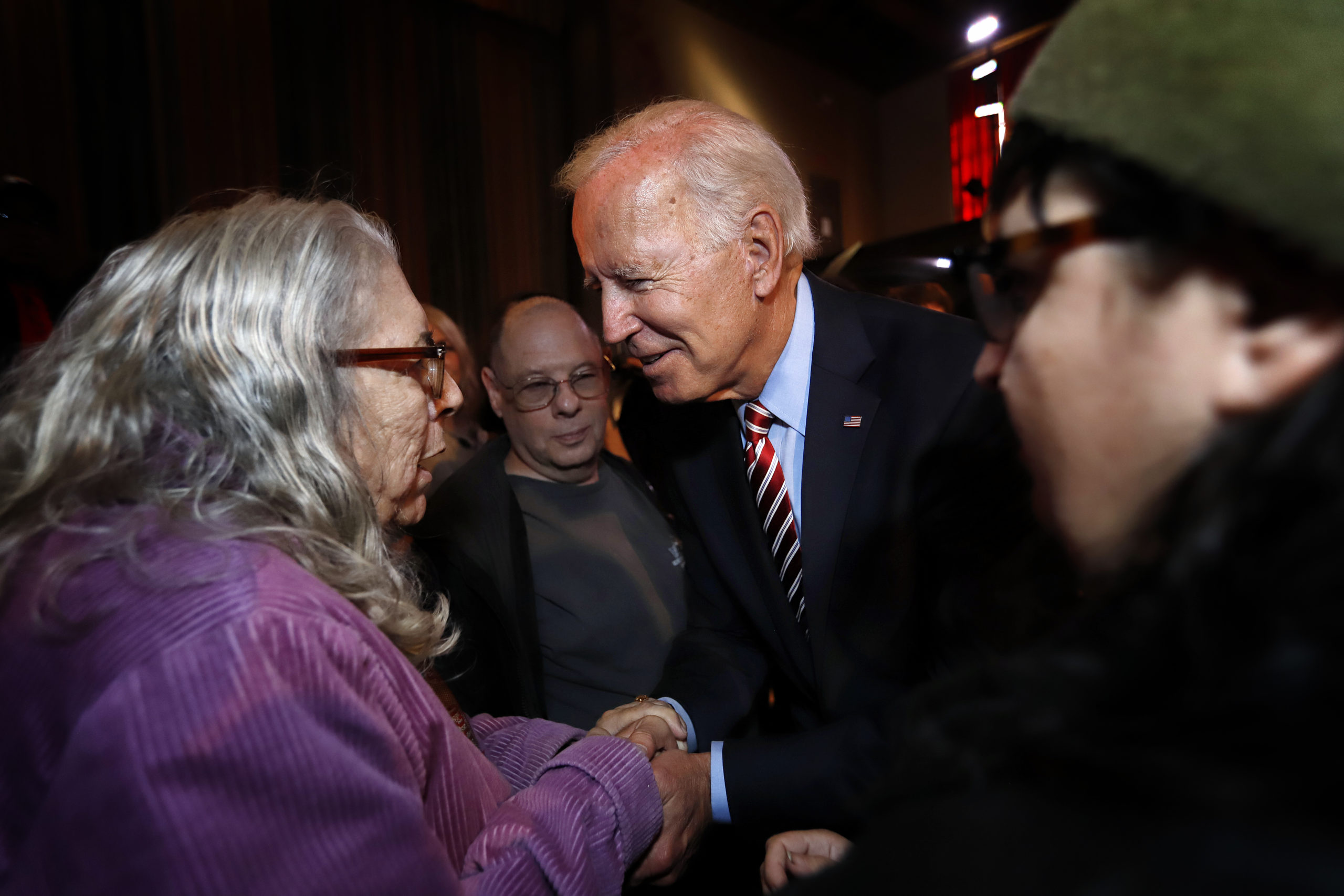 Democratic Presidential candidate Joe Biden greets a supporter after laying out his economic policy plan to help rebuild the middle class during a campaign stop at the Scranton Cultural Center on October 23, 2019 in Scranton, Pennsylvania. Biden has been a frontrunner for the candidacy but Elizabeth Warren has been gaining in recent polls.