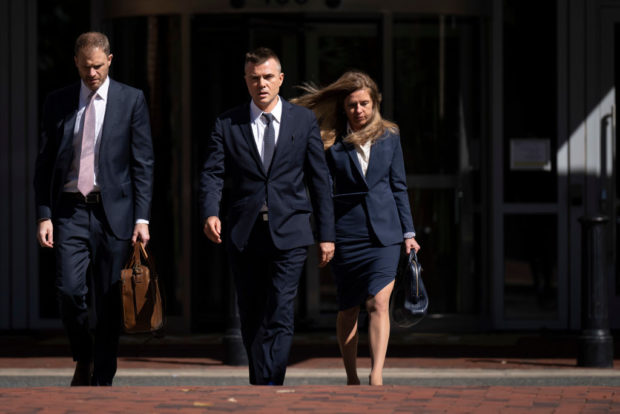 ALEXANDRIA, VA - OCTOBER 11: Russian analyst Igor Danchenko (C) walks to the Albert V. Bryan U.S. Courthouse during a lunch break in his trial on October 11, 2022 in Alexandria, Virginia. Danchenko faces five counts of lying to the FBI over his sources as to claims made in the Christopher Steele Dossier as part of the investigation of Special Counsel John Durham into the origins of the FBI probe of alleged collusion between Russia and the 2016 Trump presidential campaign. (Photo by Drew Angerer/Getty Images)