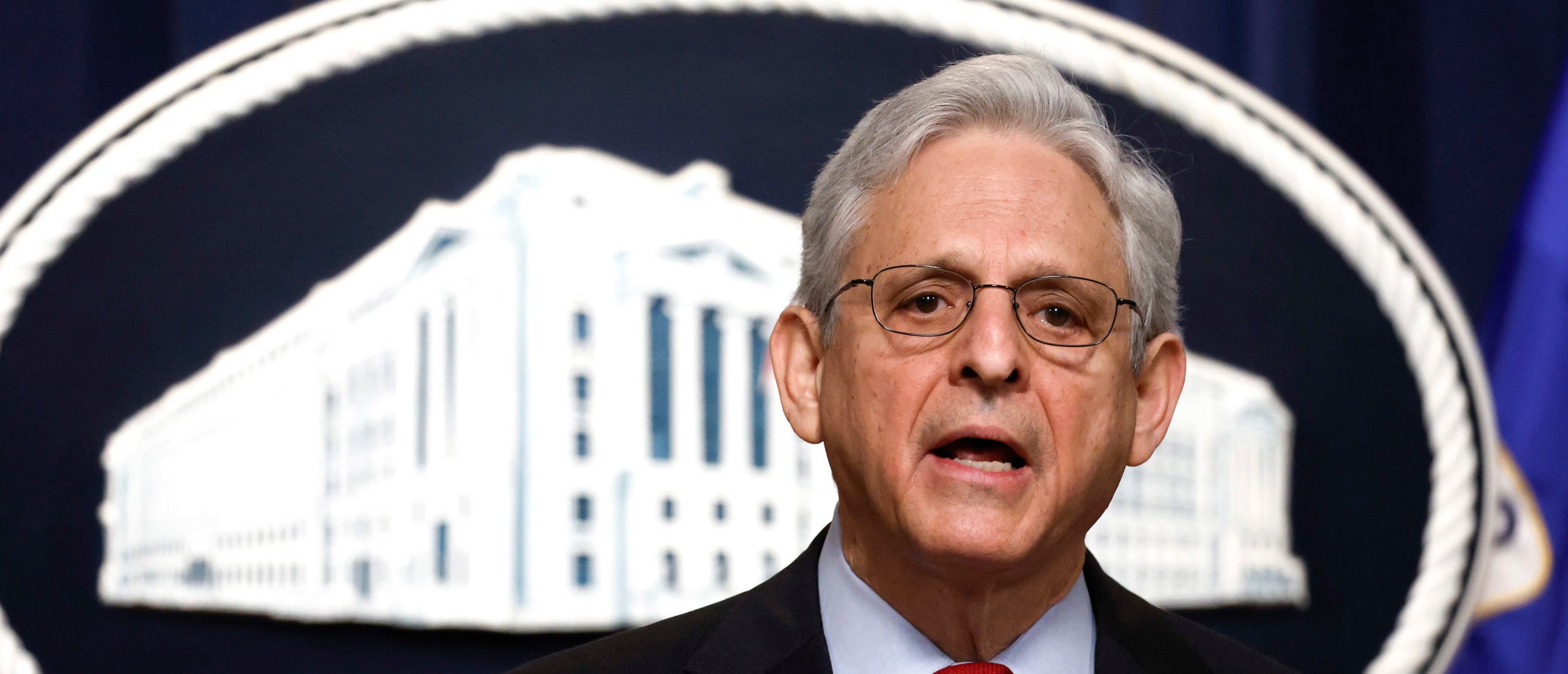 WASHINGTON, DC - MAY 02: Attorney General Merrick Garland speaks at a news conference at the U.S. Department of Justice on May 02, 2023 in Washington, DC. Garland updated reporters on the department's investigative operation targeting fentanyl and opioid traffickers on the Darknet. (Photo by Anna Moneymaker/Getty Images)