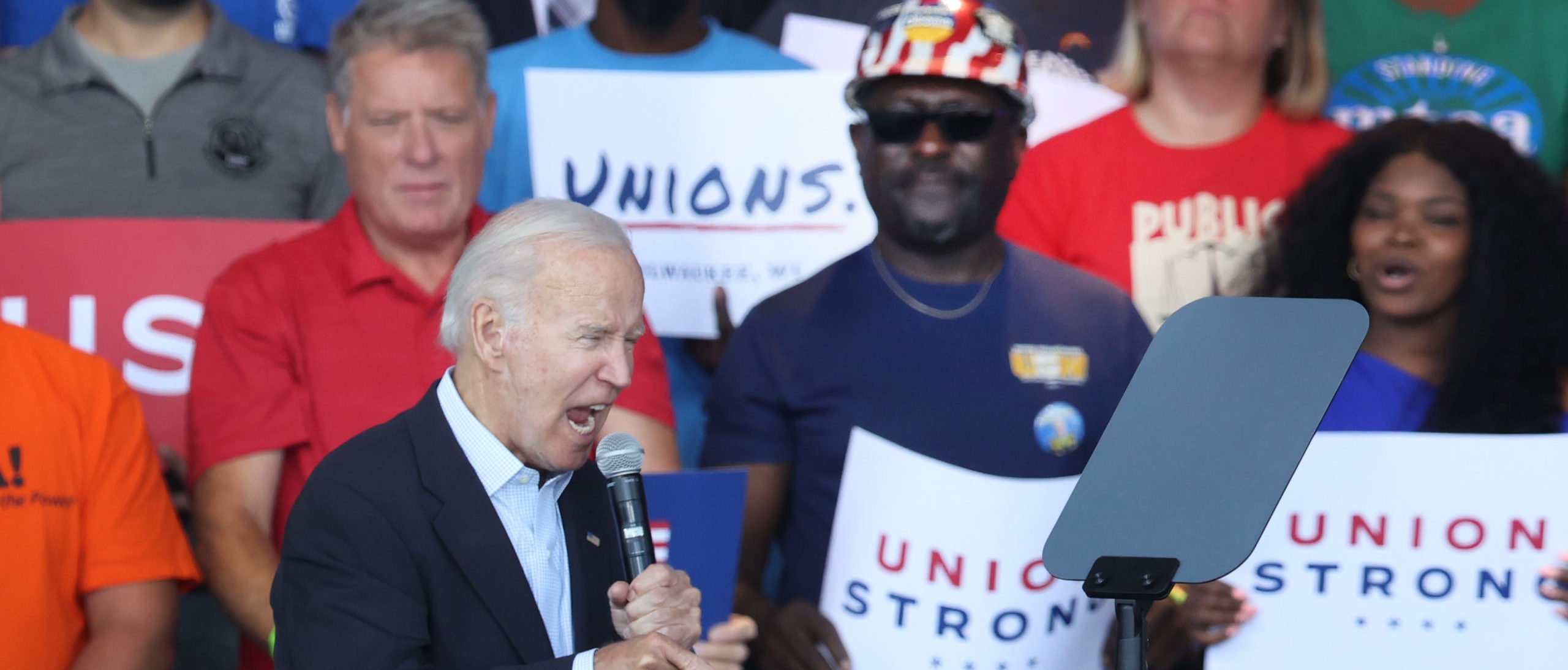 President Joe Biden speaks to a gathering of union workers on September 5, 2022 in Milwaukee, Wisconsin. 