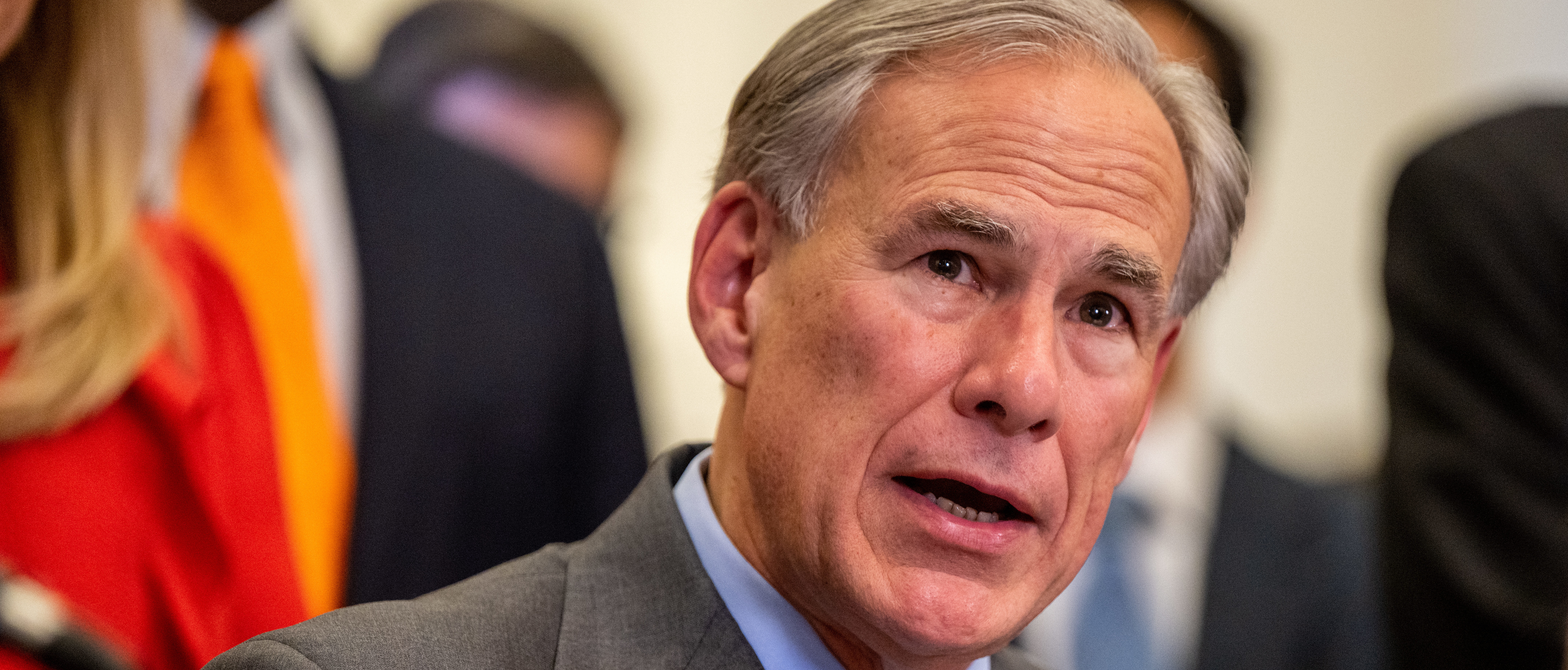 Texas Gov. Greg Abbott speaks during a news conference on March 15, 2023 in Austin, Texas. Gov. Abbott and state officials attended a news conference where they spoke on the proposed Texas Helpful Incentives to Produce Semiconductors (CHIPS) Act legislation. (Photo by Brandon Bell/Getty Images)