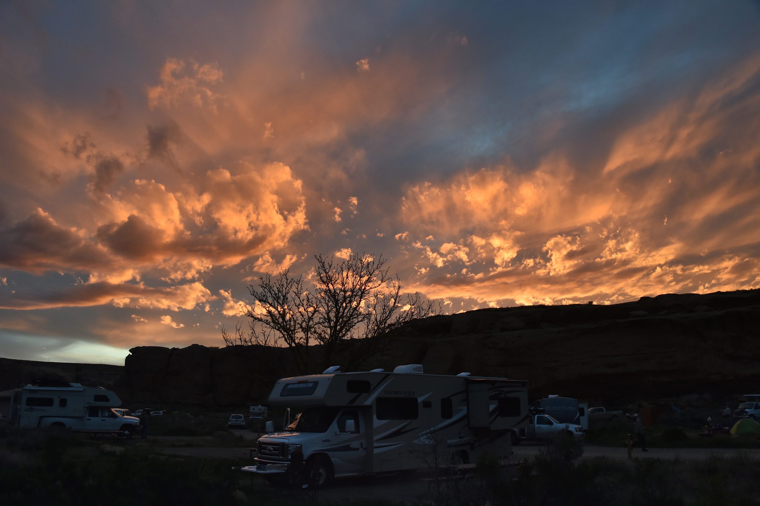 The sun sets over Gallo campground at Chaco Culture National Historical Park on May 20, 2015. (MLADEN ANTONOV/AFP via Getty Images)