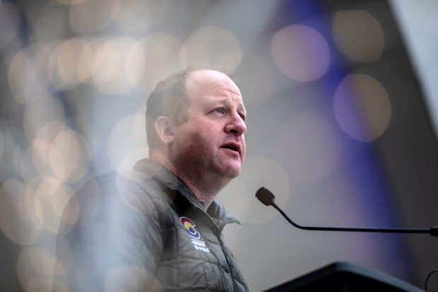 BOULDER, CO - MARCH 22: Colorado Governor Jared Polis speaks at a day of remembrance event on March 22, 2022 in Boulder, Colorado. The event took place on the anniversary of a mass shooting at a King Soopers grocery store in Boulder that left ten people dead. (Photo by Chet Strange/Getty Images)