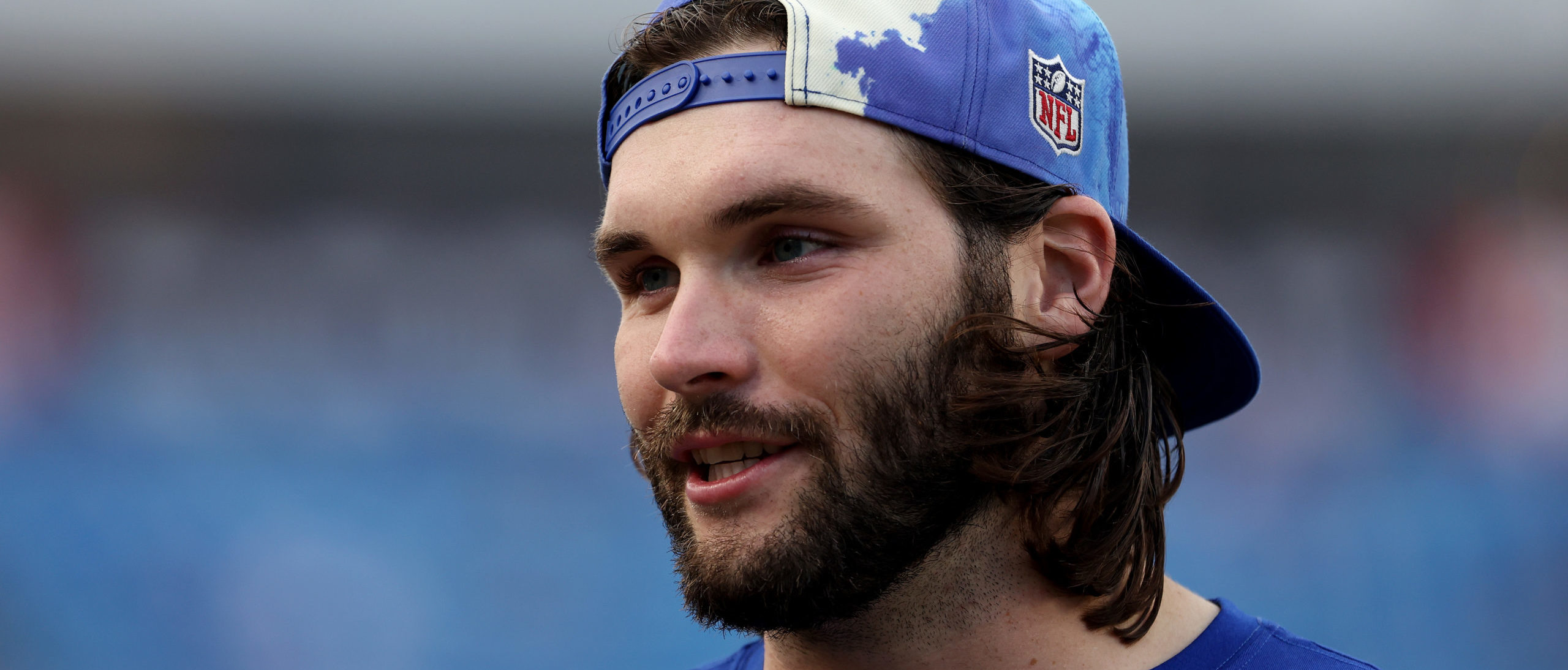 Buffalo Bills tight end Tommy Sweeney (89) stands for the National Anthem  before playing against the New York Jets in an NFL football game, Sunday,  Dec. 11, 2022, in Orchard Park, N.Y.