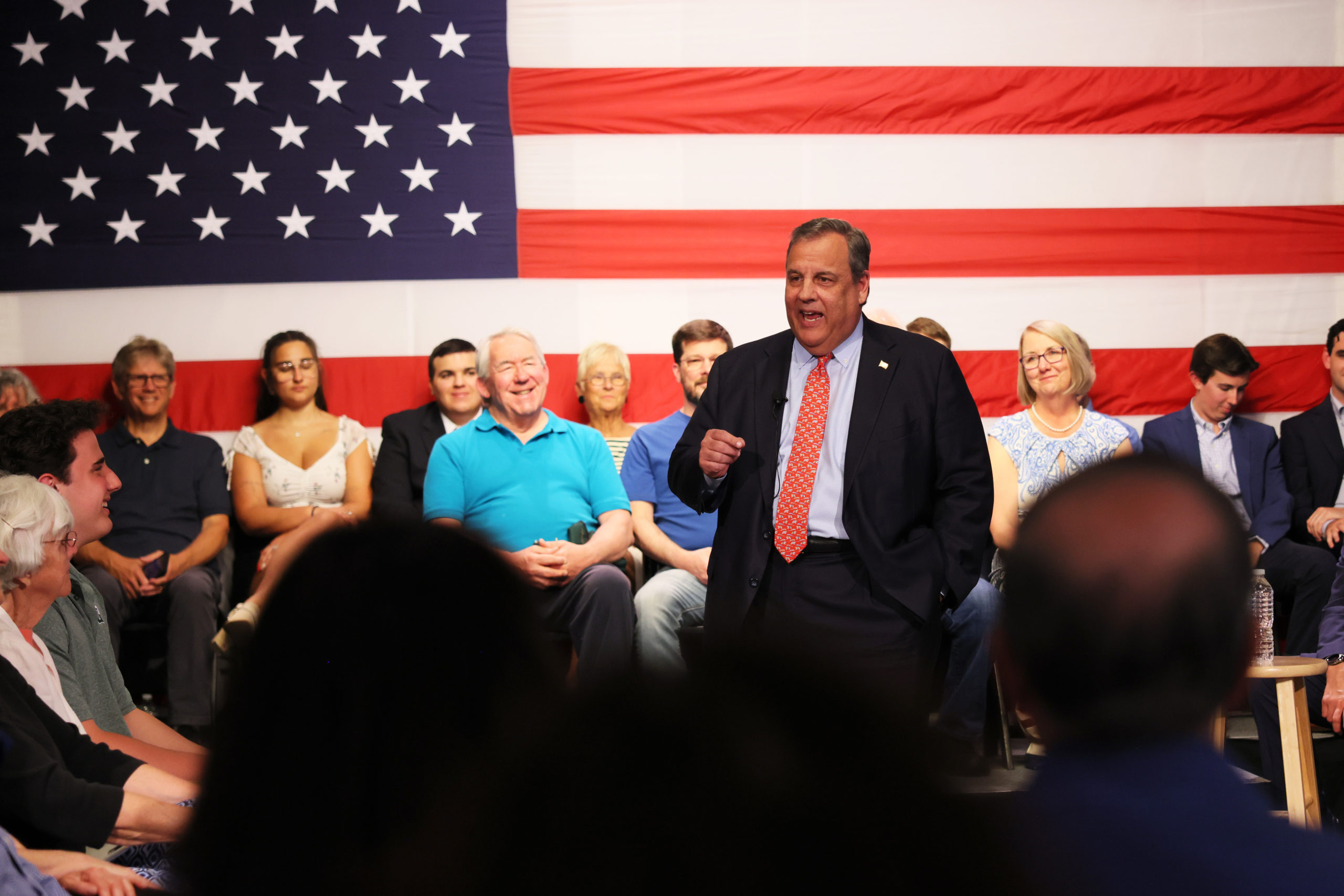 MANCHESTER, NEW HAMPSHIRE - JUNE 06: Former New Jersey Gov. Chris Christie speaks at a town-hall-style event at the New Hampshire Institute of Politics at Saint Anselm College on June 06, 2023 in Manchester, New Hampshire. (Michael M. Santiago/Getty Images)