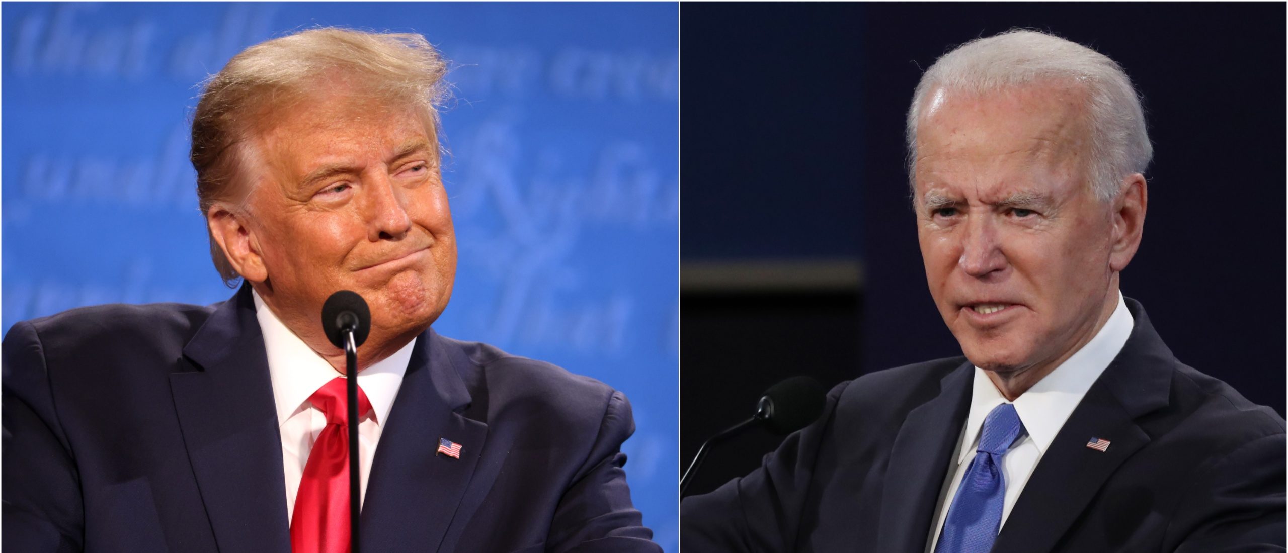NASHVILLE, TENNESSEE - OCTOBER 22: U.S. President Donald Trump participates in the final presidential debate against Democratic presidential nominee Joe Biden at Belmont University on October 22, 2020 in Nashville, Tennessee. This is the last debate between the two candidates before the election on November 3. (Photo by Justin Sullivan/Getty Images) NASHVILLE, TENNESSEE - OCTOBER 22: Democratic presidential nominee Joe Biden participates in the final presidential debate against U.S. President Donald Trump at Belmont University on October 22, 2020 in Nashville, Tennessee. This is the last debate between the two candidates before the election on November 3. (Photo by Chip Somodevilla/Getty Images)