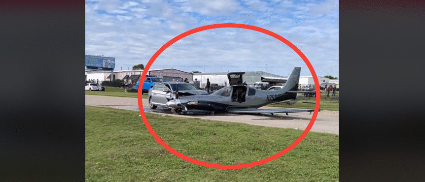 Small plane crashes into car after overshooting runway during