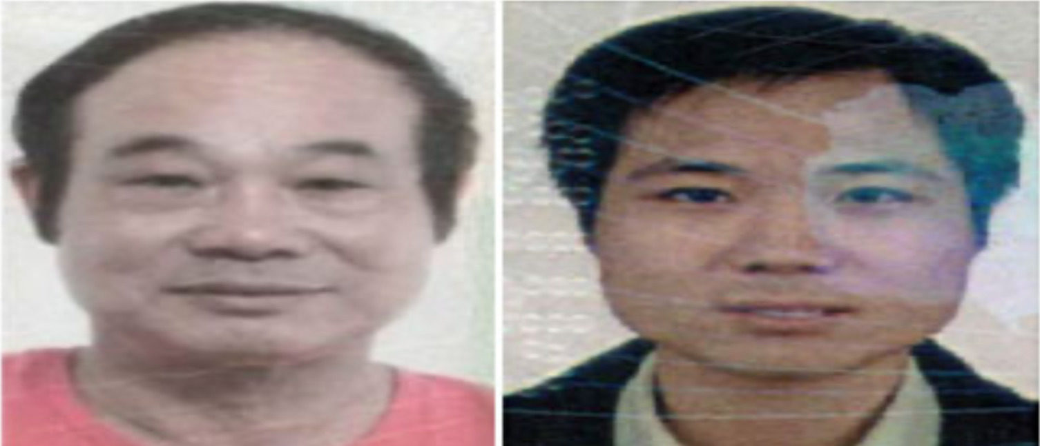 The State Department is offering a reward up to $5 million for information leading to the arrest of Zheng Guanghua (L) and Zheng Fujing (R) for their role in operating a worldwide online chemical distribution business supplying fentanyl analogues, etc. [Image created by the DCNF using pics from State Department]