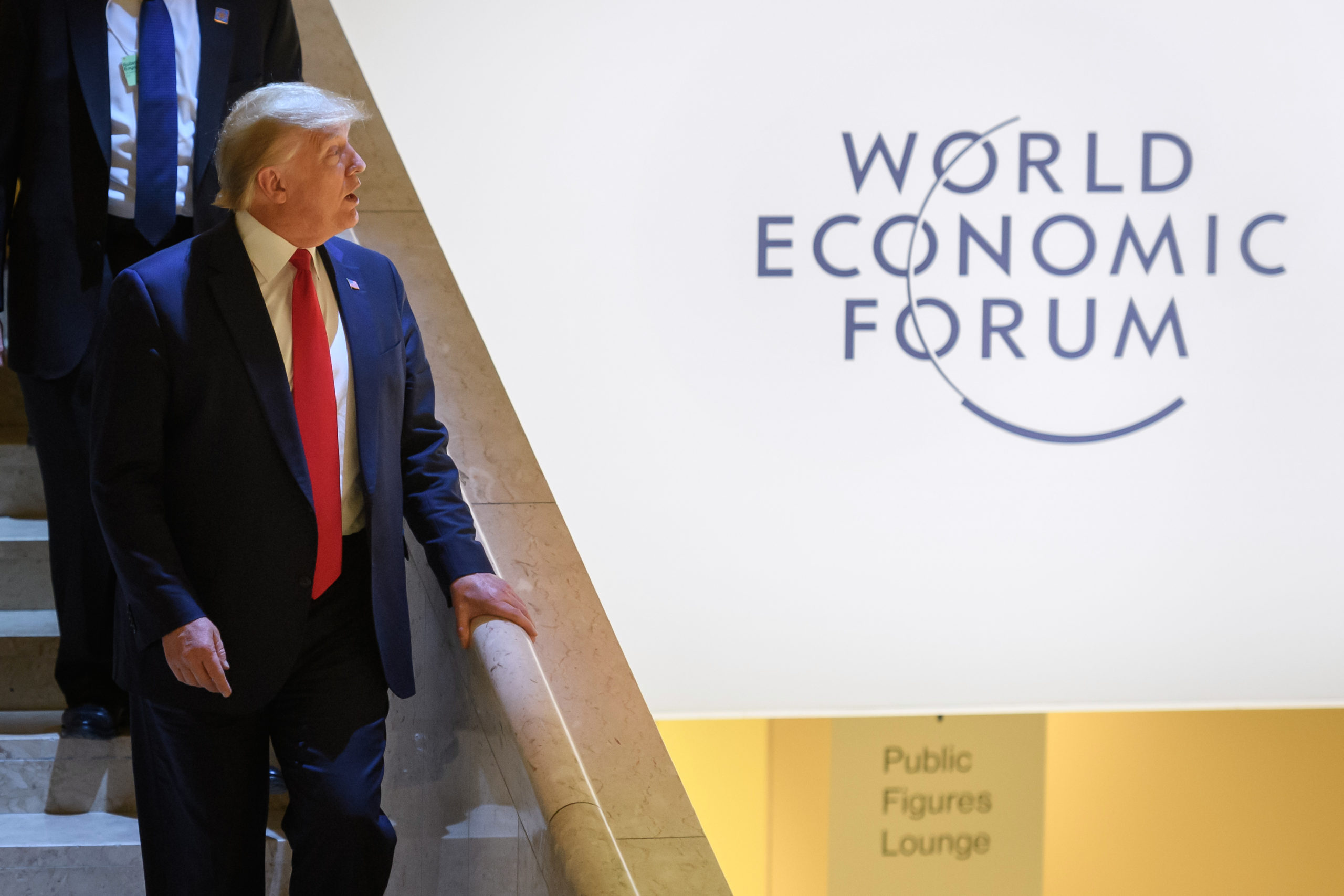 US president Donald Trump leaves the Congress center during the World Economic Forum (WEF) annual meeting in Davos, on January 21, 2020. (Photo by Fabrice COFFRINI / AFP) (Photo by FABRICE COFFRINI/AFP via Getty Images)