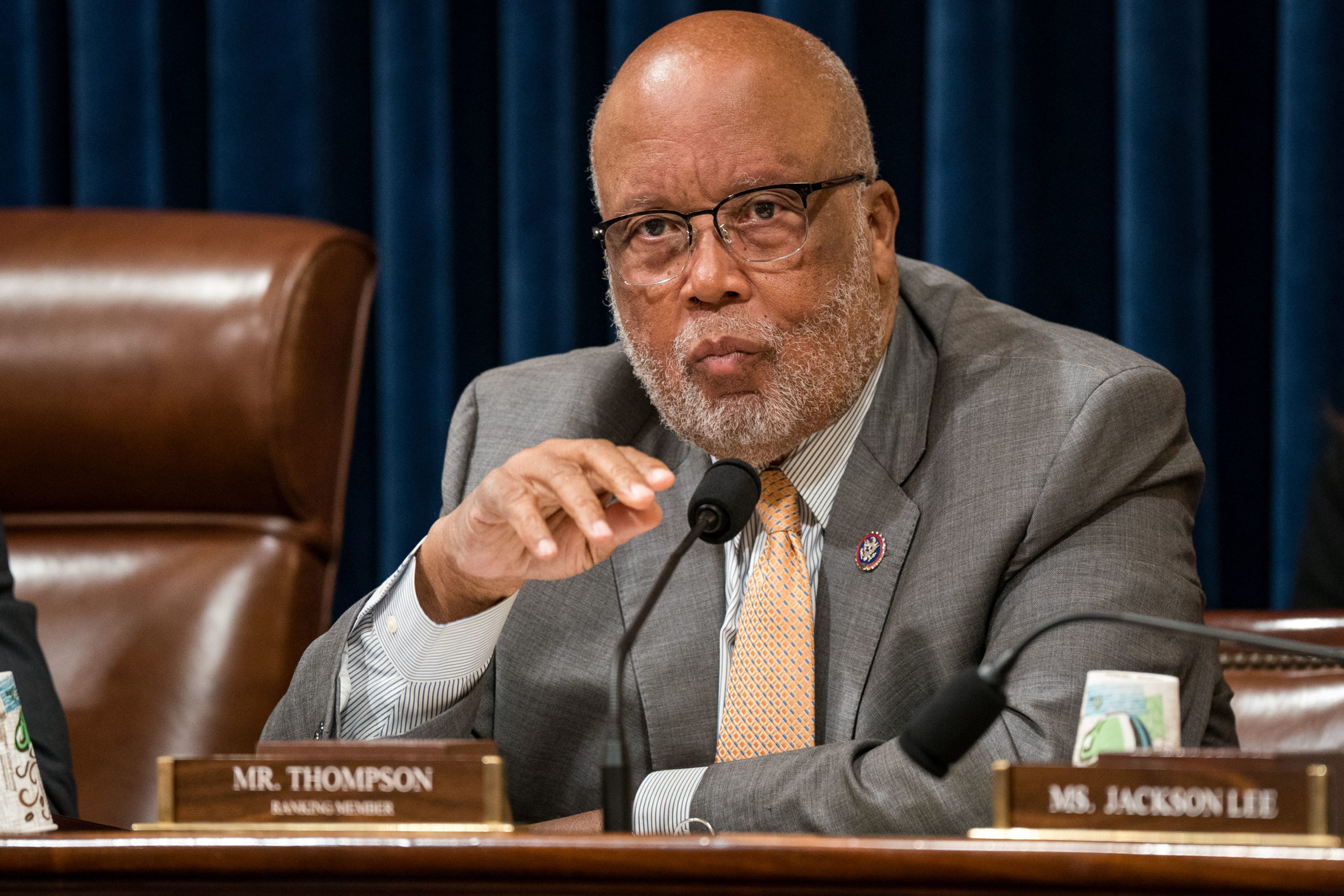 WASHINGTON, DC - JANUARY 10: Rep. Bennie Thompson (D-MS) is seen before a House Homeland Security Committee hearing titled "Havoc in the Heartland: How Secretary Mayorkas' Failed Leadership Has Impacted the States," at the U.S. Capitol on January 10, 2024 in Washington, DC. House Republicans have started their hearings into impeaching President Biden's Secretary of Homeland Security, Alejandro Mayorkas. (Photo by Kent Nishimura/Getty Images)