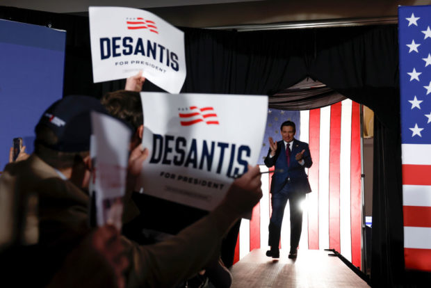 WEST DES MOINES, IOWA - JANUARY 15: Republican presidential candidate Florida Gov. Ron DeSantis greets supporters at his caucus night event on January 15, 2024 in West Des Moines, Iowa. Iowans voted today in the state’s caucuses for the first contest in the 2024 Republican presidential nominating process. Former president Donald Trump has been projected winner. (Photo by Anna Moneymaker/Getty Images)