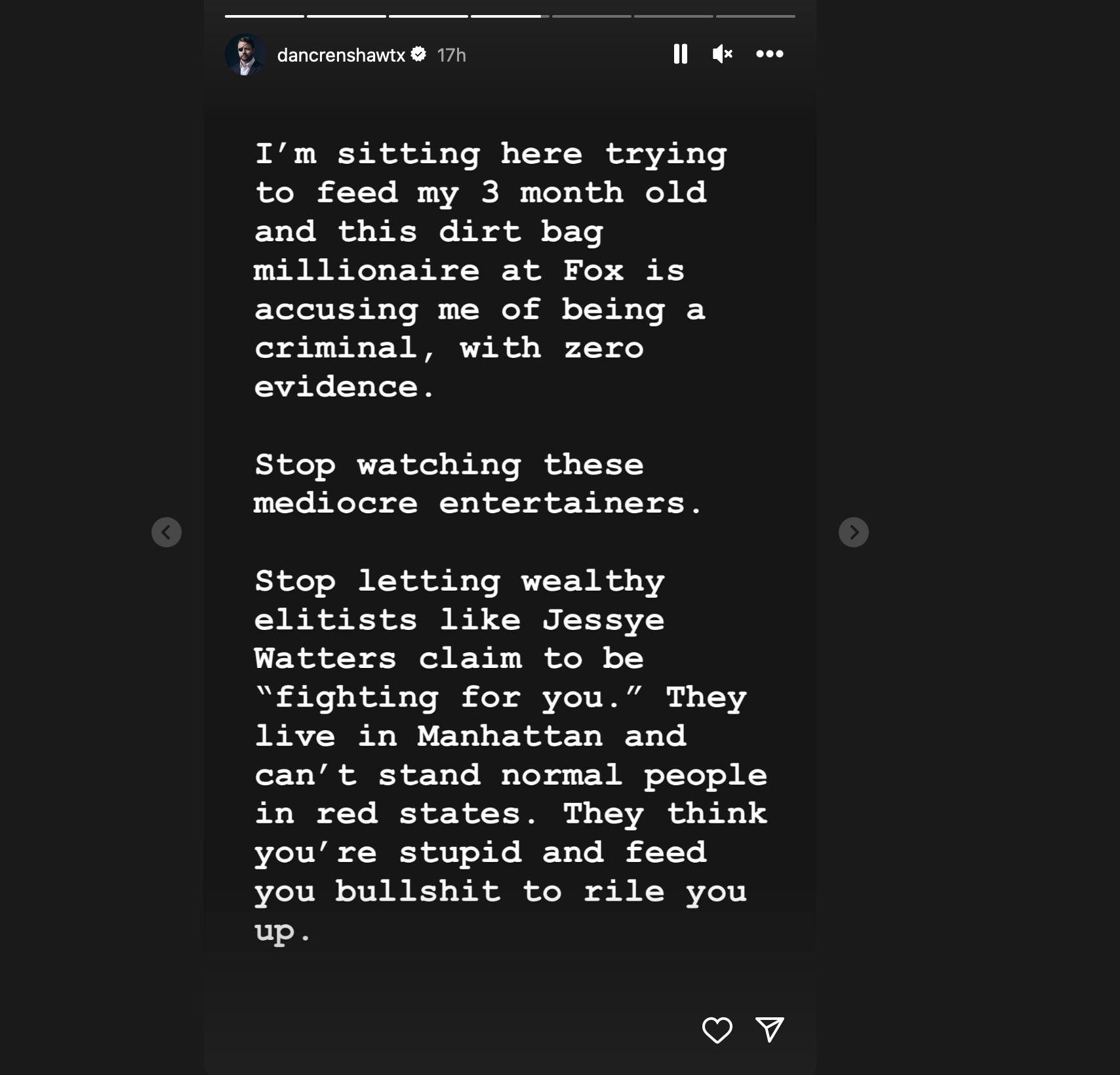 Rep. Crenshaw's Instagram story [Screenshot/Instagram]