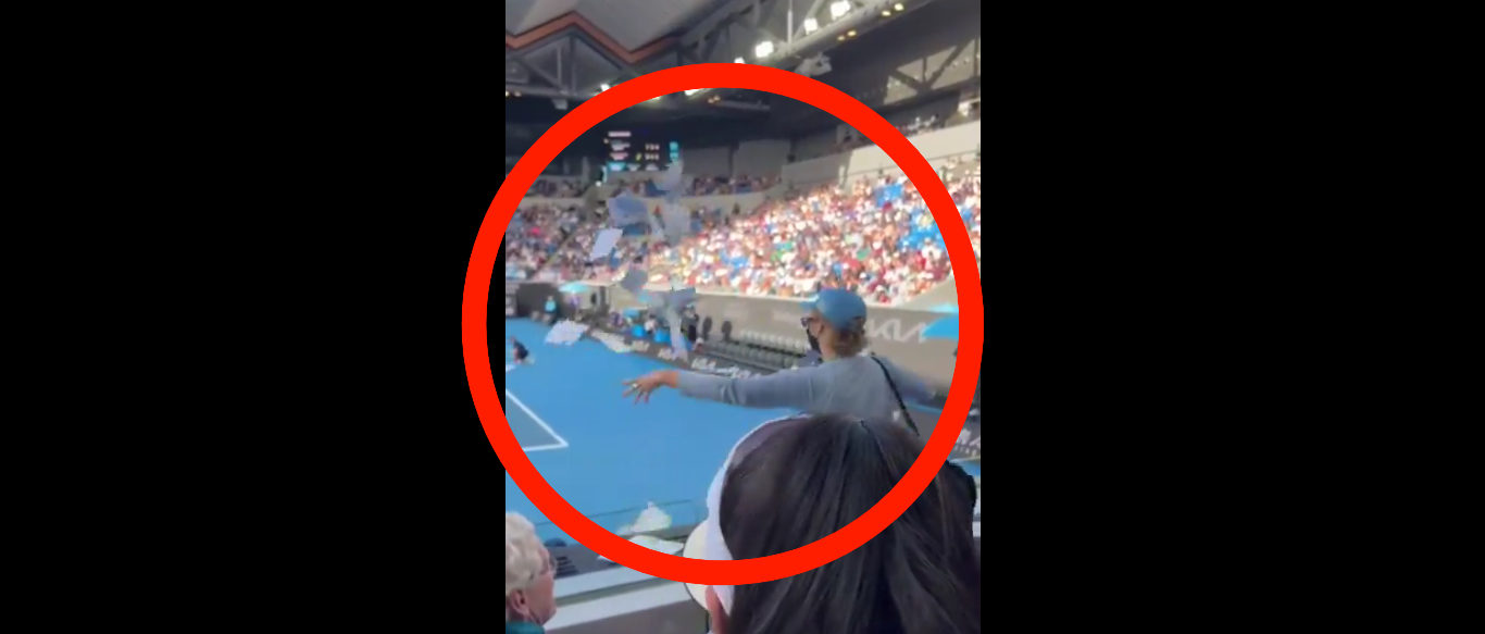 Mask-Wearing, Pro-Palestine Lefty Loony Hilariously Gets Dragged Out Of The Australian Open (By Fans) In True Justice