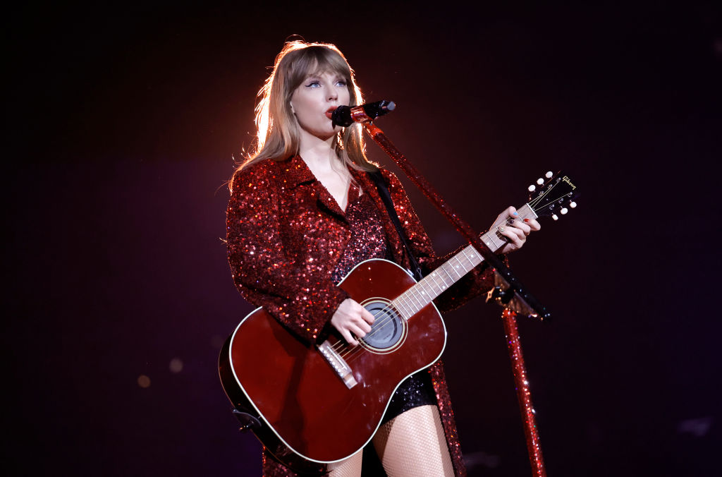 GLENDALE, ARIZONA - MARCH 17: Editorial use only and no commercial use at any time. No use on publication covers is permitted after August 9, 2023. Taylor Swift performs onstage for the opening night of "Taylor Swift | The Eras Tour" at State Farm Stadium on March 17, 2023 in Swift City, ERAzona (Glendale, Arizona). The city of Glendale, Arizona was ceremonially renamed to Swift City for March 17-18 in honor of The Eras Tour. (Photo by Kevin Winter/Getty Images for TAS Rights Management)