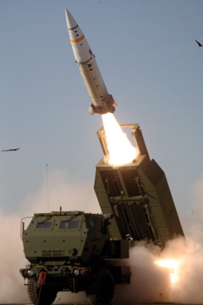 The M57A1 Army Tactical Missile System missile is fired over the cab of an M142 High Mobility Artillery Rocket System launcher. New battle conditions call for the Army to have precision lethal and nonlethal fires that can be fired from land to produce effects in all domains, as joint, multidomain operations are expected to be increasingly common. 