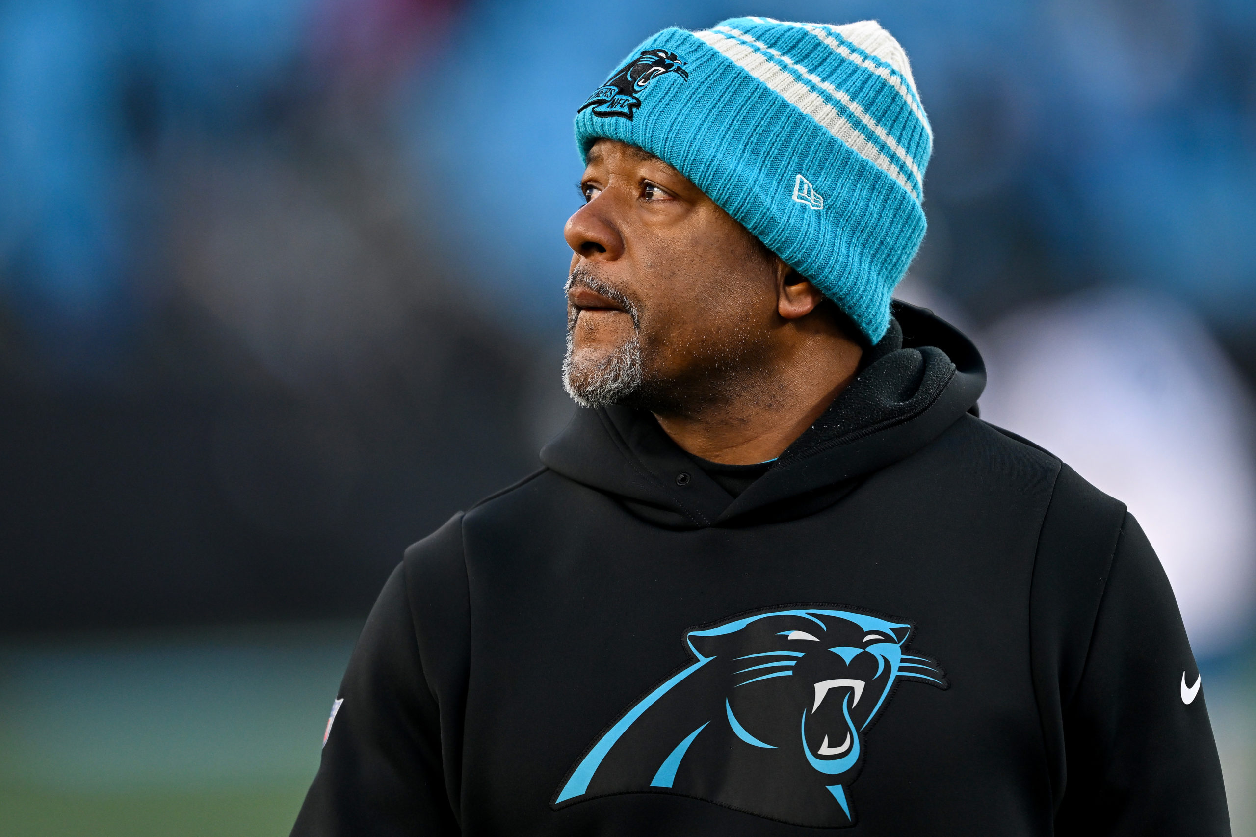 CHARLOTTE, NORTH CAROLINA - DECEMBER 24: Interim head coach Steve Wilks of the Carolina Panthers exits the field after the game against the Detroit Lions at Bank of America Stadium on December 24, 2022 in Charlotte, North Carolina. Grant Halverson/Getty Images