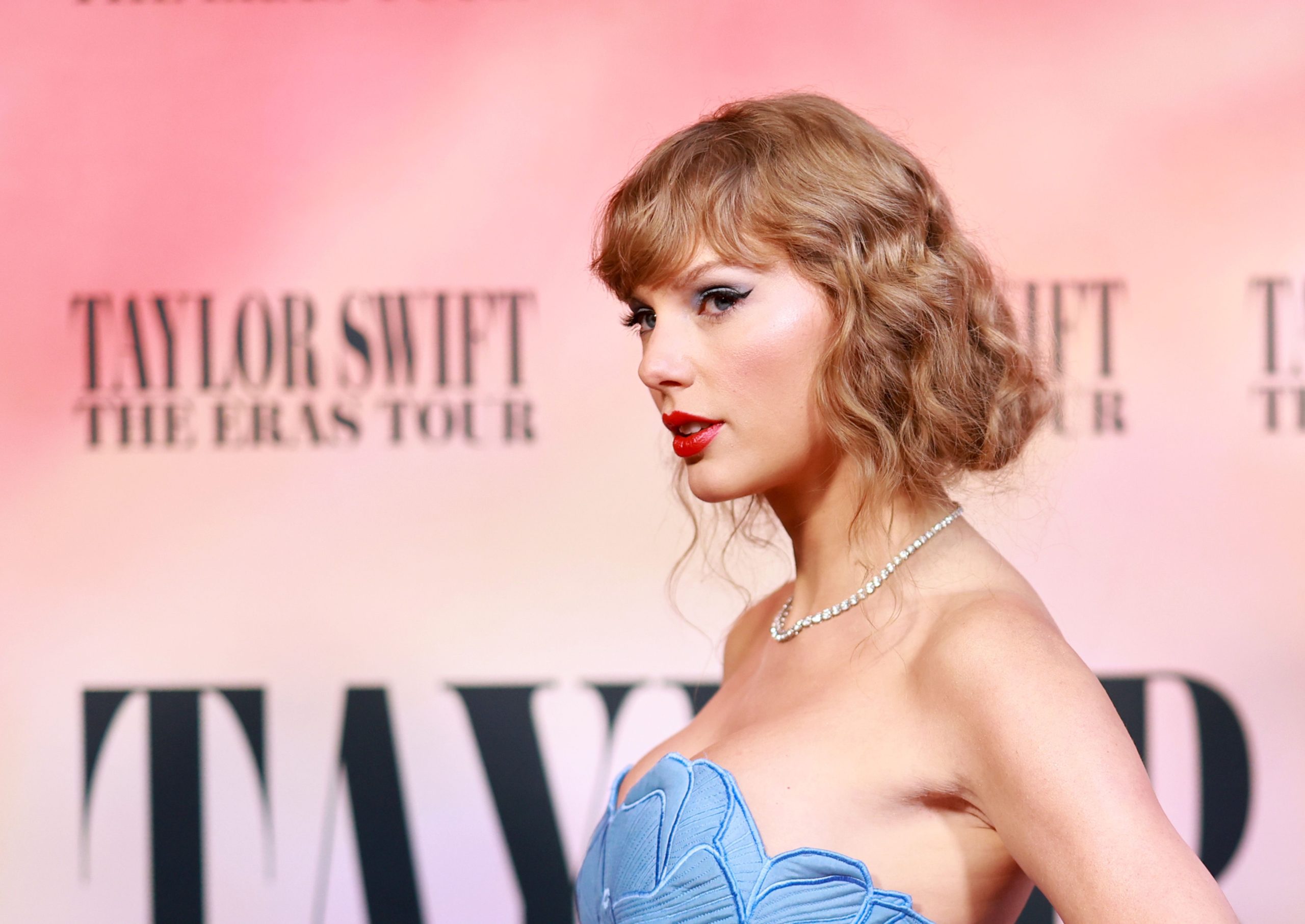 LOS ANGELES, CALIFORNIA - OCTOBER 11: Taylor Swift attends "Taylor Swift: The Eras Tour" Concert Movie World Premiere at AMC The Grove 14 on October 11, 2023 in Los Angeles, California. Matt Winkelmeyer/Getty Images