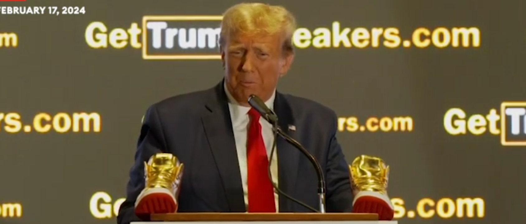 Trump Unveils New $399 ‘Never Surrender’ Footwear At ‘Sneaker Con’ Following $355 Million Ruling Against Him