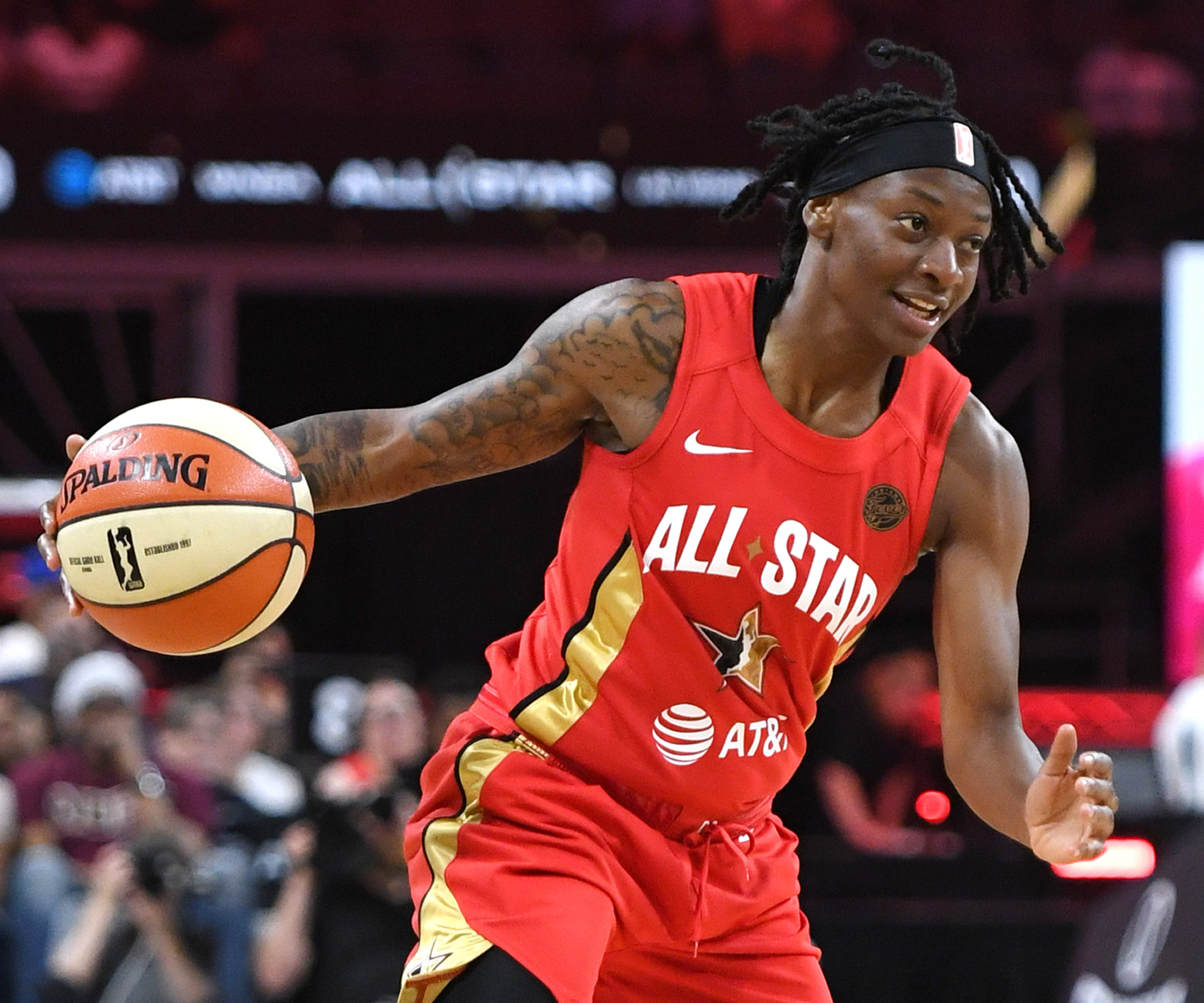 LAS VEGAS, NEVADA - JULY 27: Erica Wheeler #17 of Team Wilson brings the ball up the court against Team Delle Donne during the WNBA All-Star Game 2019 at the Mandalay Bay Events Center on July 27, 2019 in Las Vegas, Nevada. Team Wilson defeated Team Delle Donne 129-126. Ethan Miller/Getty Images