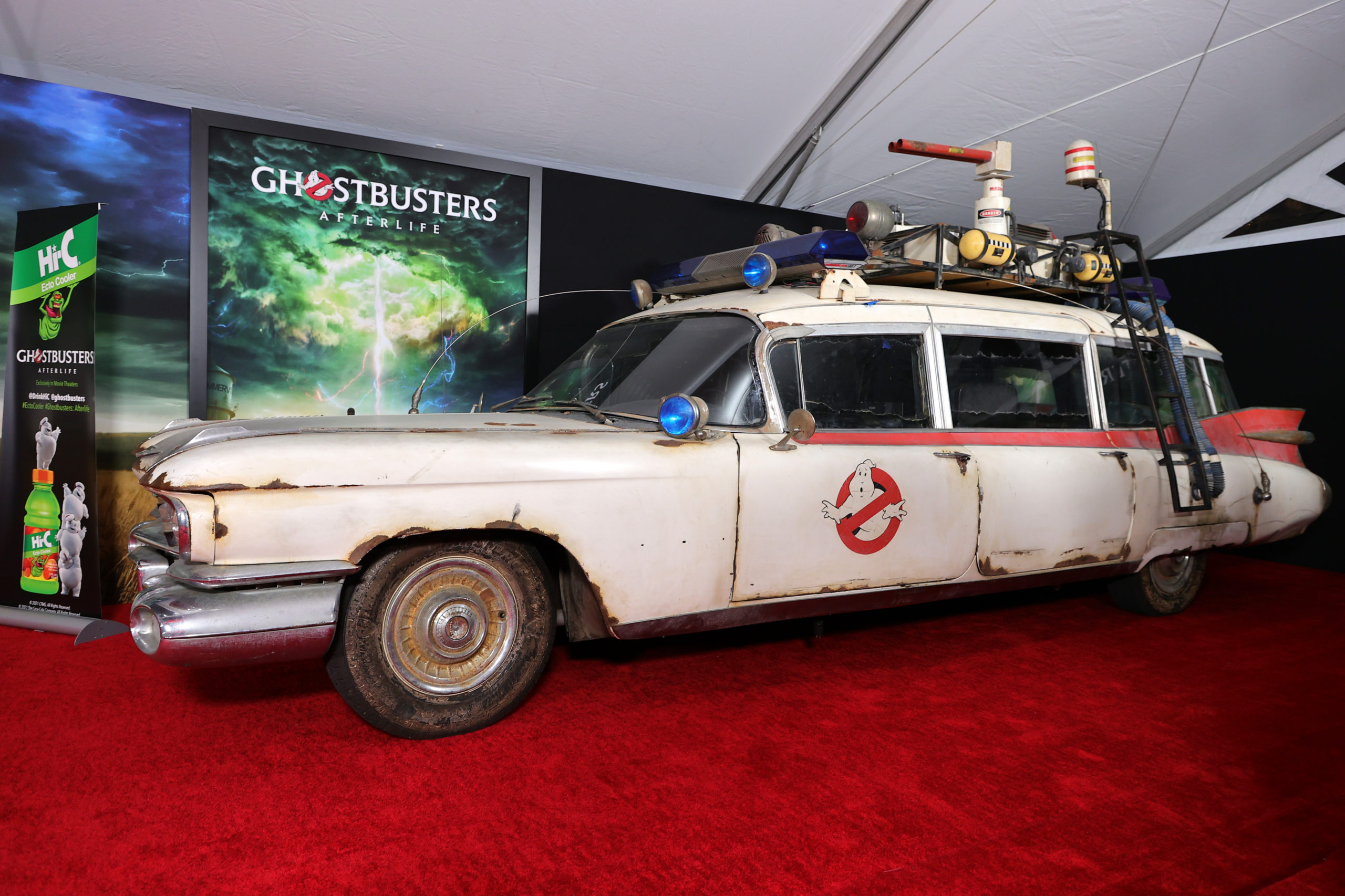 NEW YORK, NEW YORK - NOVEMBER 15: A view of the GhostBusters car at the GHOSTBUSTERS: AFTERLIFE World Premiere on November 15, 2021 in New York City. (Photo by Theo Wargo/Getty Images for Sony Pictures)