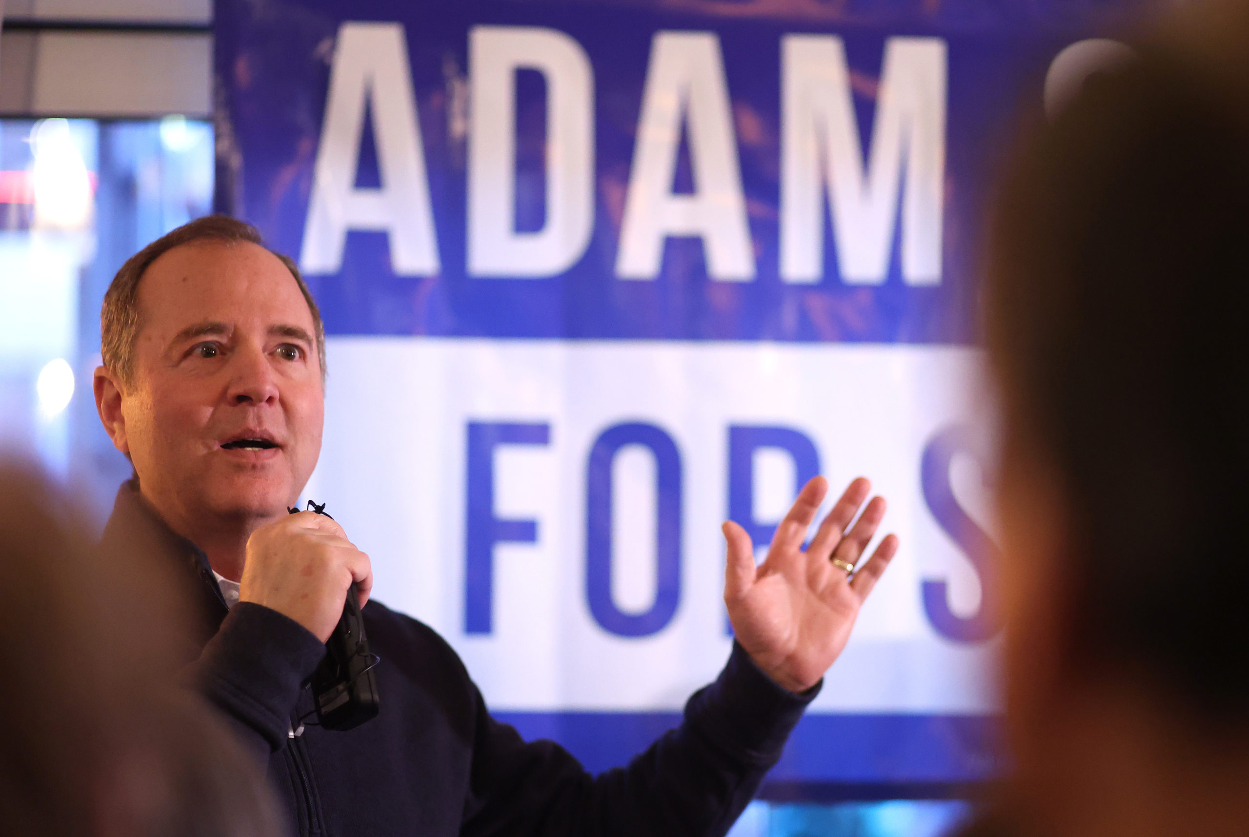 SAN FRANCISCO, CALIFORNIA - FEBRUARY 16: U.S. Rep. Adam Schiff (D-CA) speaks at a campaign event at Manny's on February 16, 2023 in San Francisco, California. Schiff is campaigning for Senate senate currently held by Sen. Dianne Feinstein (D-CA), who has announced that she will not run for re-election. (Photo by Justin Sullivan/Getty Images)