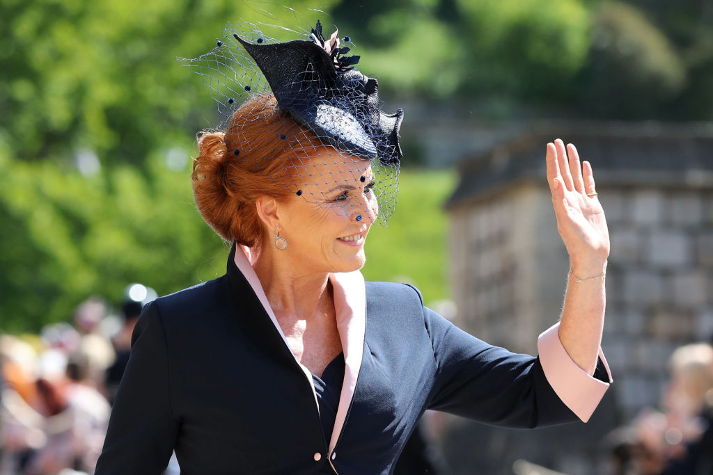 WINDSOR, UNITED KINGDOM - MAY 19: Sarah, Duchess of York arrives at St George's Chapel at Windsor Castle before the wedding of Prince Harry to Meghan Markle on May 19, 2018 in Windsor, England. (Photo by Gareth Fuller - WPA Pool/Getty Images)