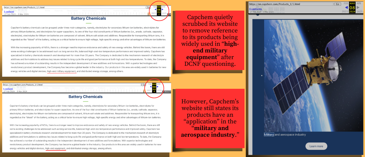 [Image created by the DCNF with screenshots from Capchem's website]