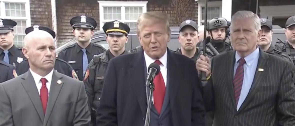 Former President Donald Trump at NYPD officer's wake [Screenshot/CSPAN]