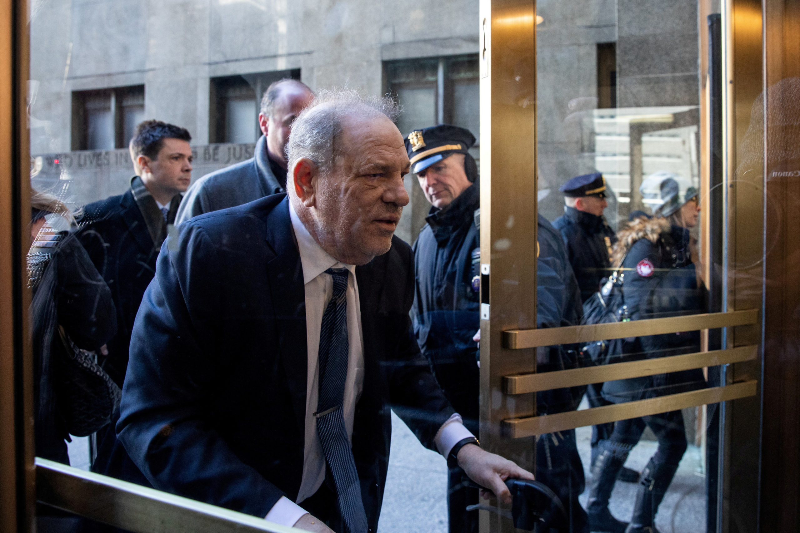 FILE PHOTO: Film producer Harvey Weinstein arrives at New York Criminal Court for his sexual assault trial in the Manhattan borough of New York City, New York, U.S., February 21, 2020. REUTERS/Jeenah Moon/File Photo