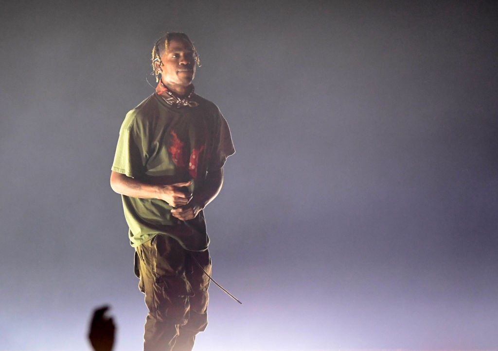 LAS VEGAS, NEVADA - FEBRUARY 06: Recording artist Travis Scott performs during a stop of his Astroworld: Wish You Were Here tour at T-Mobile Arena on February 6, 2019 in Las Vegas, Nevada. (Photo by Ethan Miller/Getty Images)