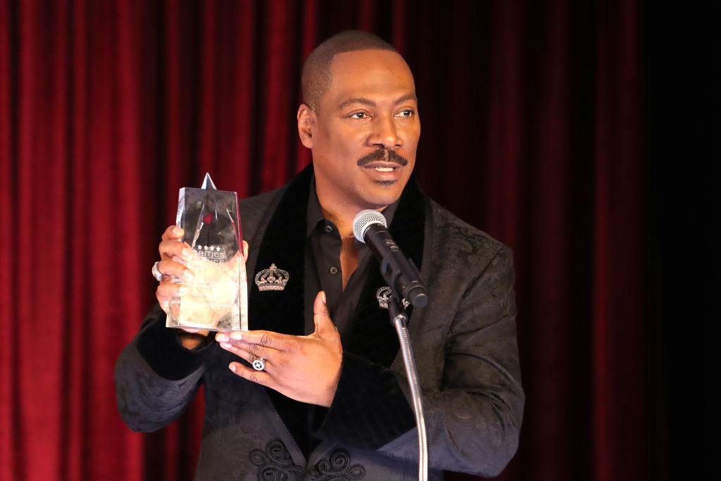 LOS ANGELES, CALIFORNIA - DECEMBER 02: Eddie Murphy speaks onstage at the Celebration of Black Cinema at Landmark Annex on December 02, 2019 in Los Angeles, California. (Photo by Leon Bennett/Getty Images for the Celebration of Black Cinema)