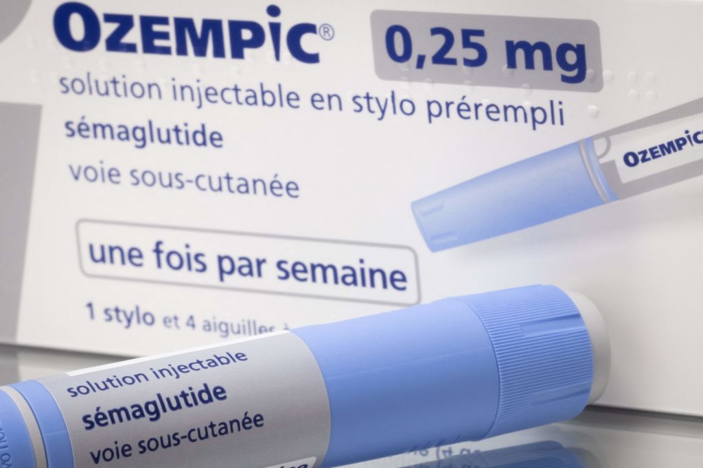 This photograph taken on February 23, 2023, in Paris, shows the anti-diabetic medication "Ozempic" (semaglutide) made by Danish pharmaceutical company "Novo Nordisk". On TikTok, the hashtag "#Ozempic" has reached more than 500 million views: this anti-diabetic medication is trending on the social network for its' slimming properties, a phenomenon that is causing supply shortages and worrying doctors. (Photo by JOEL SAGET / AFP) (Photo by JOEL SAGET/AFP via Getty Images)