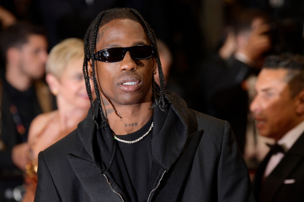 CANNES, FRANCE - MAY 22: Travis Scott attends the "The Idol" red carpet during the 76th annual Cannes film festival at Palais des Festivals on May 22, 2023 in Cannes, France. (Photo by Kristy Sparow/Getty Images)